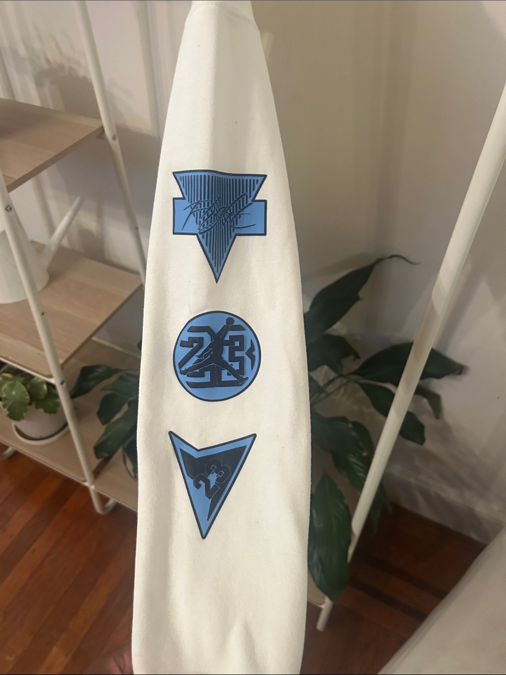 Jordan Boy’s White Hoodie with Light Blue Lettering - Picture 3 of 4